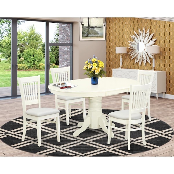 East West Furniture 5 Piece Avon Dinette Room Set - Linen White AVVA5-LWH-C - main